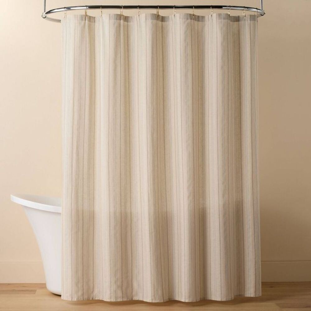 Vertical Stripe Shower Curtain Green/Cream - Hearth & Hand with Magnolia